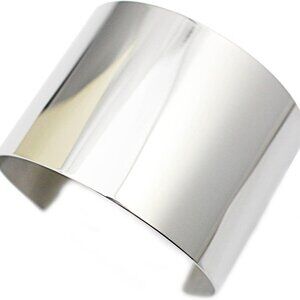White Stainless Steel Punk Style Wide Open Cuff Bangle for Women and Girls